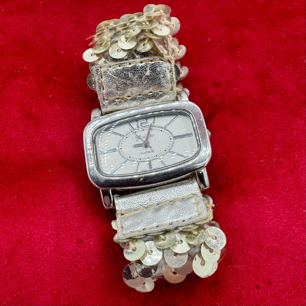 Geneva Platinum Silver Sequin‎ Watch